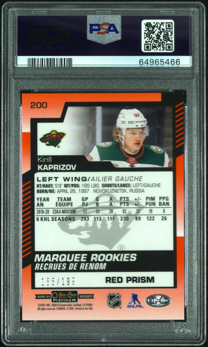 Kirill Kaprizov 2020 OPC Platinum #200 Red Prism PSA 9 Mint - Singles