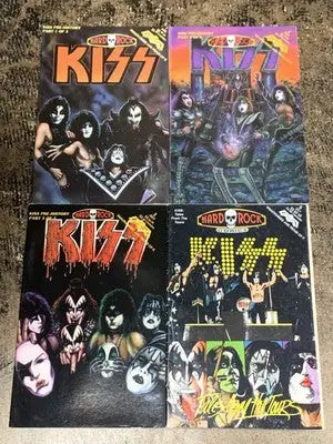 Four Kiss hard rock comics from KISS Hard Rock Comics Pre-History series