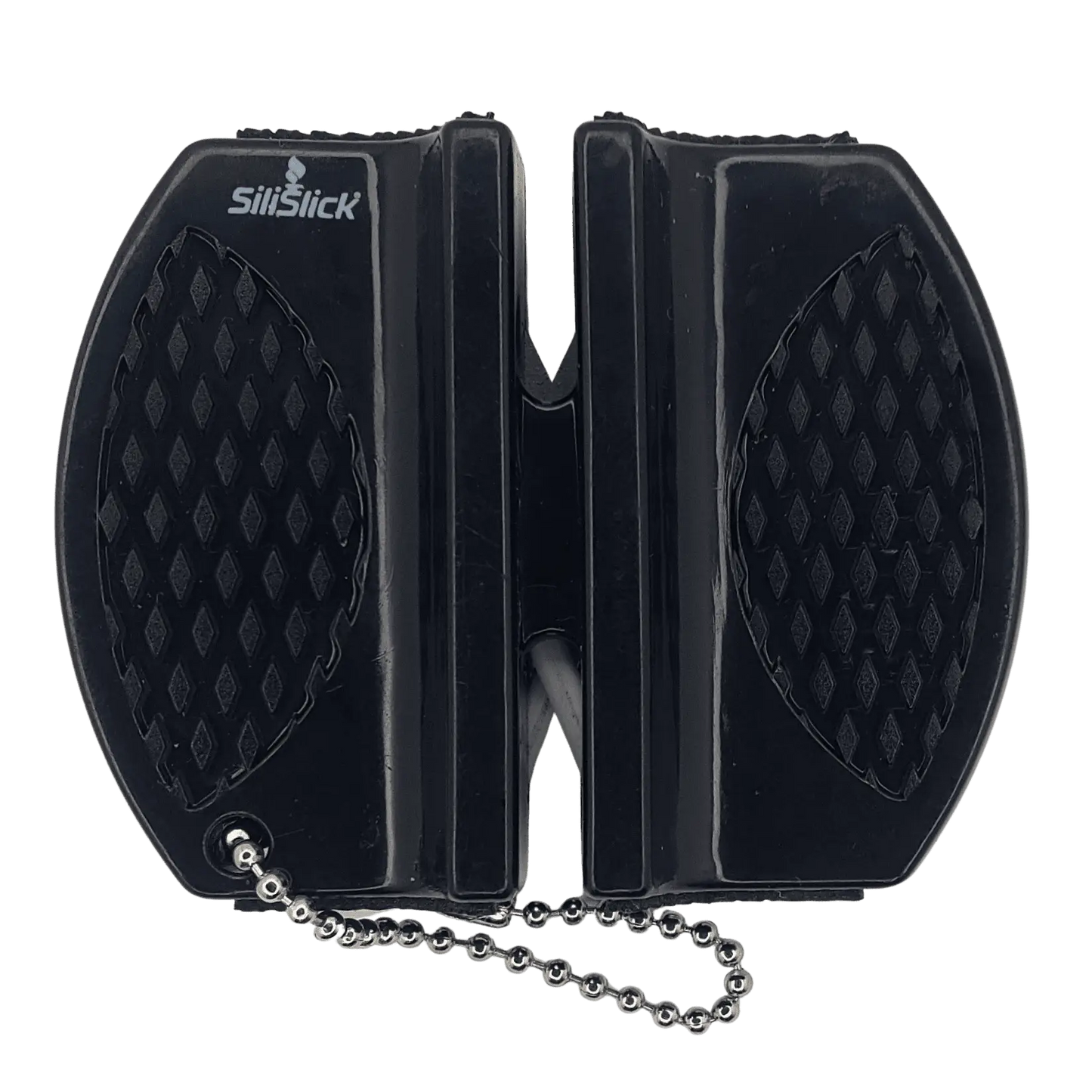 Black compact knife sharpener with metal ball chain for kitchen knife set or knife set kit