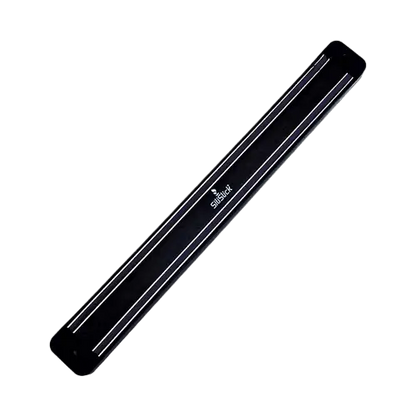 Black magnetic knife strip with silver magnetic bars for kitchen knife set kit storage