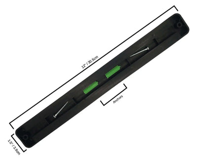 Black plastic wall-mount channel with screws and anchors for kitchen knife set kit
