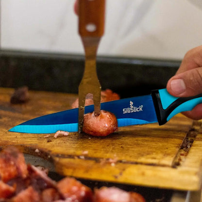 Blue-bladed kitchen knife from the Knife Set with ergonomic handle in Kitchen Knife Set