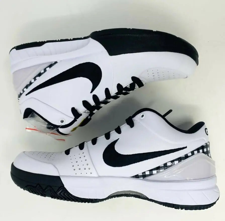 Two pairs of Nike Kobe 4 Gigi Mambacita sneakers with checkered accents, fast shipping available