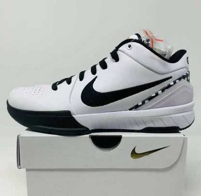 White and black Nike Kobe 4 Gigi Mambacita sneaker with swoosh, fast shipping available
