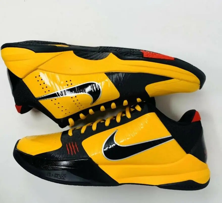 Kobe 5 Bruce Lee Nike sneakers black yellow red accents fast shipping available in business days