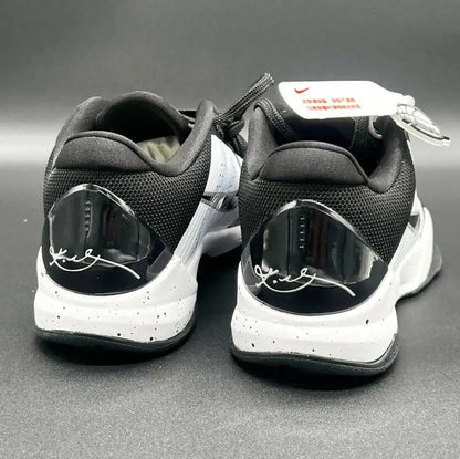 Kobe 5 Protro Panda athletic shoes with speckled soles and signature heel detail, fast shipping