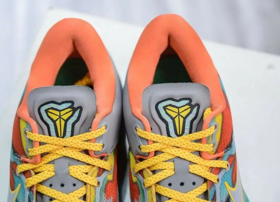 Colorful Kobe 8 Protro Venise Beach sneakers with yellow laces for fast shipping in business days
