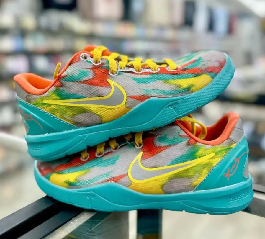 Colorful Kobe 8 Protro Venise Beach sneakers with vibrant pattern and teal soles