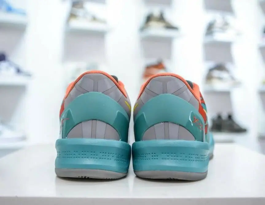 Kobe 8 Protro Venise Beach athletic shoes in teal and orange with gray accents, fast shipping