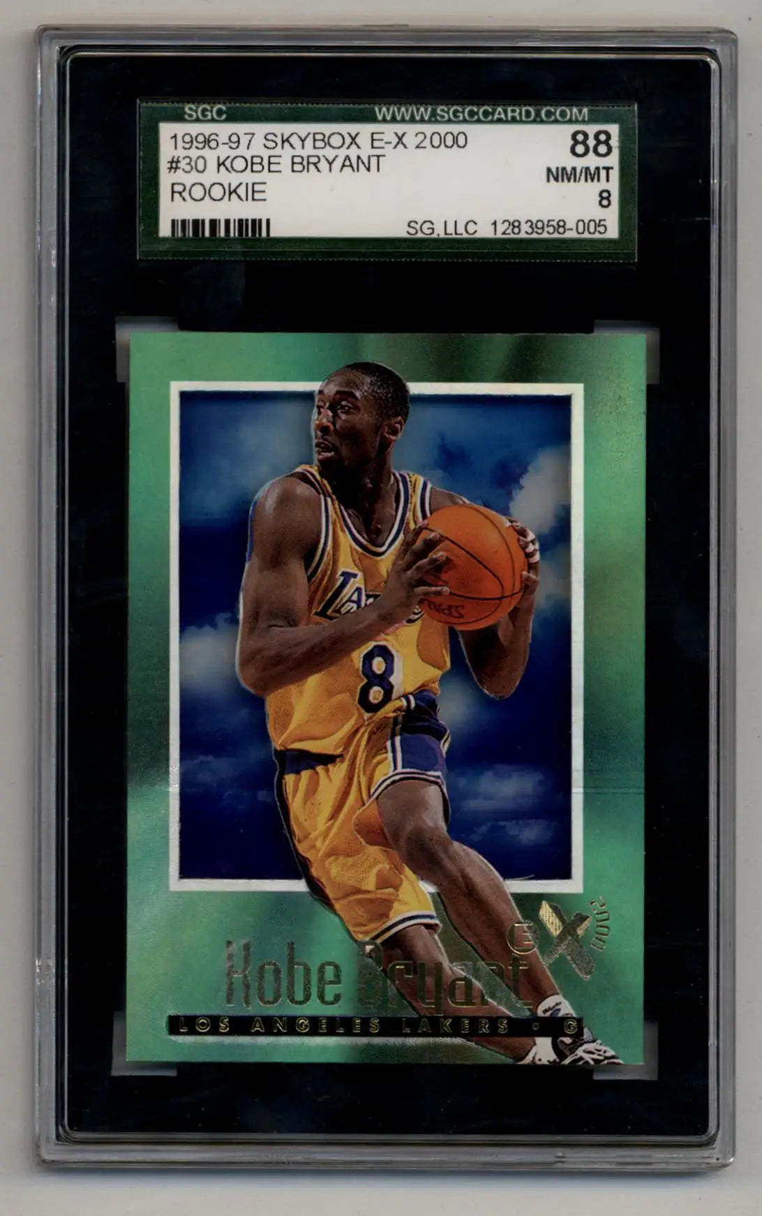 Kobe Bryant rookie SGC Skybox E-X2000 1996-97 basketball card in near mint condition