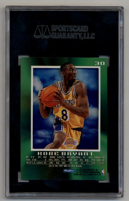 Kobe Bryant 1997 Skybox rookie SGC 8 near mint mint basketball card image