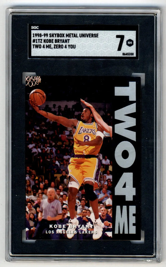 Graded Kobe Bryant 1998 Skybox Metal Universe card in protective holder, SGC 7