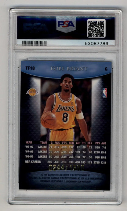Graded Kobe Bryant Team Finest Blue basketball card in protective case PSA 9 Mint