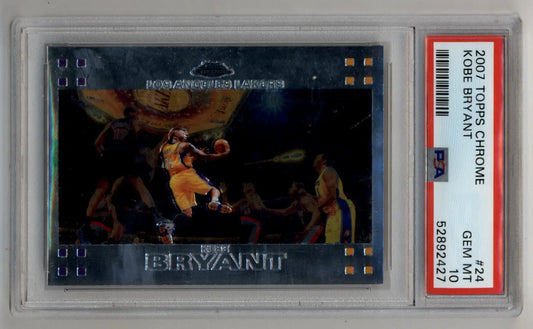 PSA graded Kobe Bryant Topps Chrome #24 Gem Mint basketball card in protective case