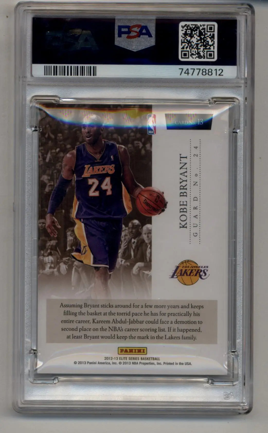 PSA-graded Kobe Bryant Elite Series Turn of the Century basketball card with mint condition