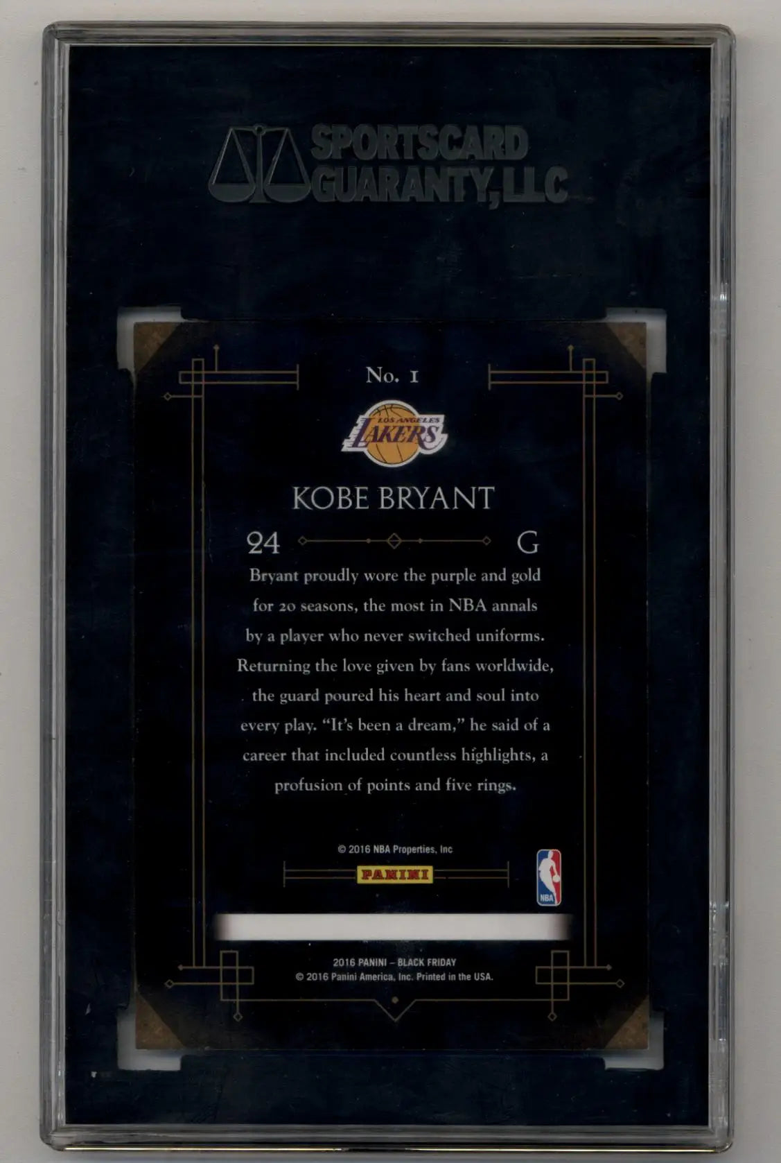 Graded Kobe Bryant basketball trading card Black Friday Cracked Ice Final Game SGC 9