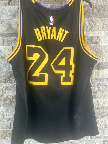 Kobe Bryant Black Momba Jersey in black and gold size 52 showcasing Bryant black Momba style