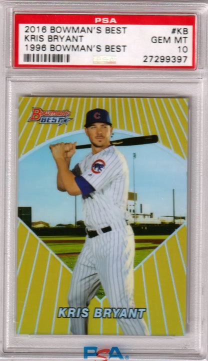 Graded Kris Bryant baseball card from Bowman’s Best series by Columbia Hobby