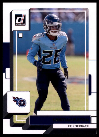Football trading card featuring Kristian Fulton from 2022 Donruss Tennessee Titans