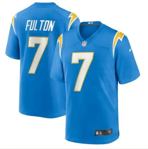 Blue Kristian Fulton Los Angeles Chargers Nike Game Jersey with FULTON and number 7