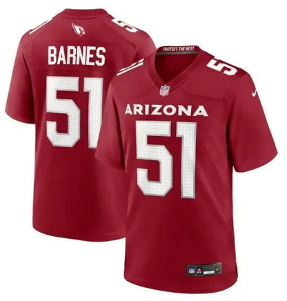 Red Arizona Cardinals Nike Team Game Jersey with BARNES 51 on the back