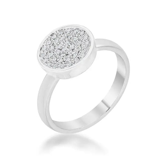 Krystal 0.2ct CZ Rhodium Pave Circle Ring - Rings