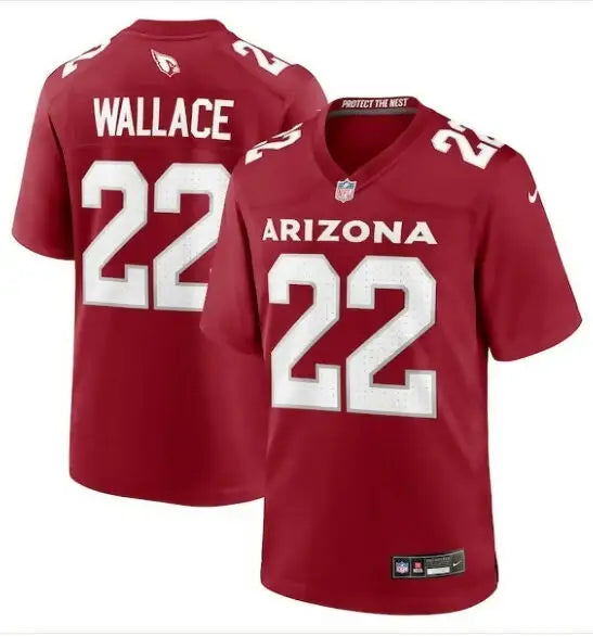 Arizona Cardinals K Von Wallace football jersey in red and white with number 22