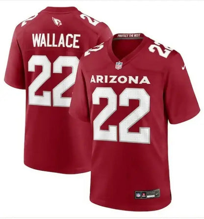 Arizona Cardinals K Von Wallace football jersey in red and white with number 22