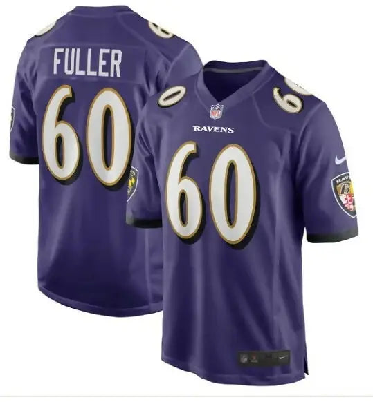 Purple Baltimore Ravens Kyle Fuller Nike Game Jersey with number 60 and FULLER on back