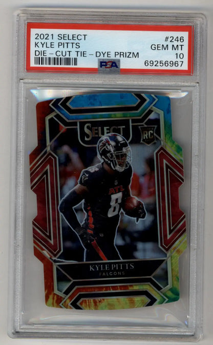 Kyle Pitts 2021 Select Prizm Tie Dye Die Cut #246 21/25 PSA 10 Gem Mint - Singles