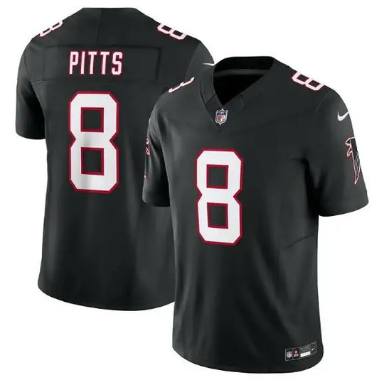 Black Kyle Pitts Atlanta Falcons Nike Vapor F.U.S.E. Limited Jersey displayed