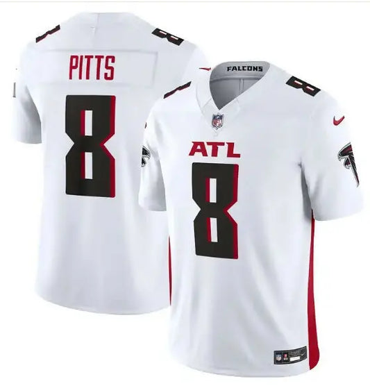 White Atlanta Falcons Kyle Pitts Nike Vapor F.U.S.E. Limited Jersey front and back view