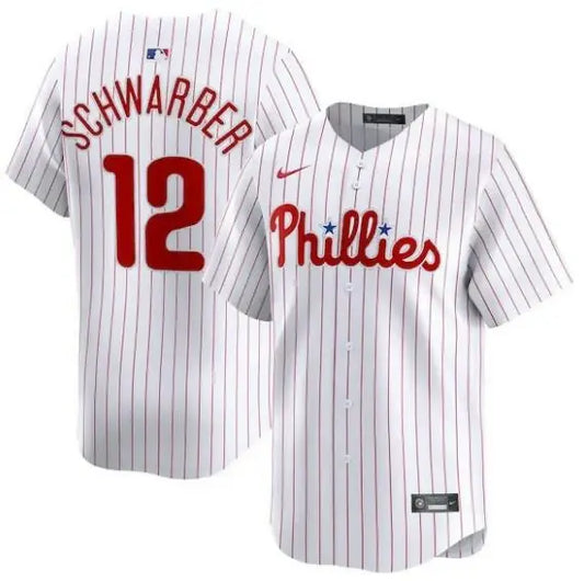 White pinstripe Nike Phillies Kyle Schwarber Philadelphia Phillies Alternate Limited Player Jersey
