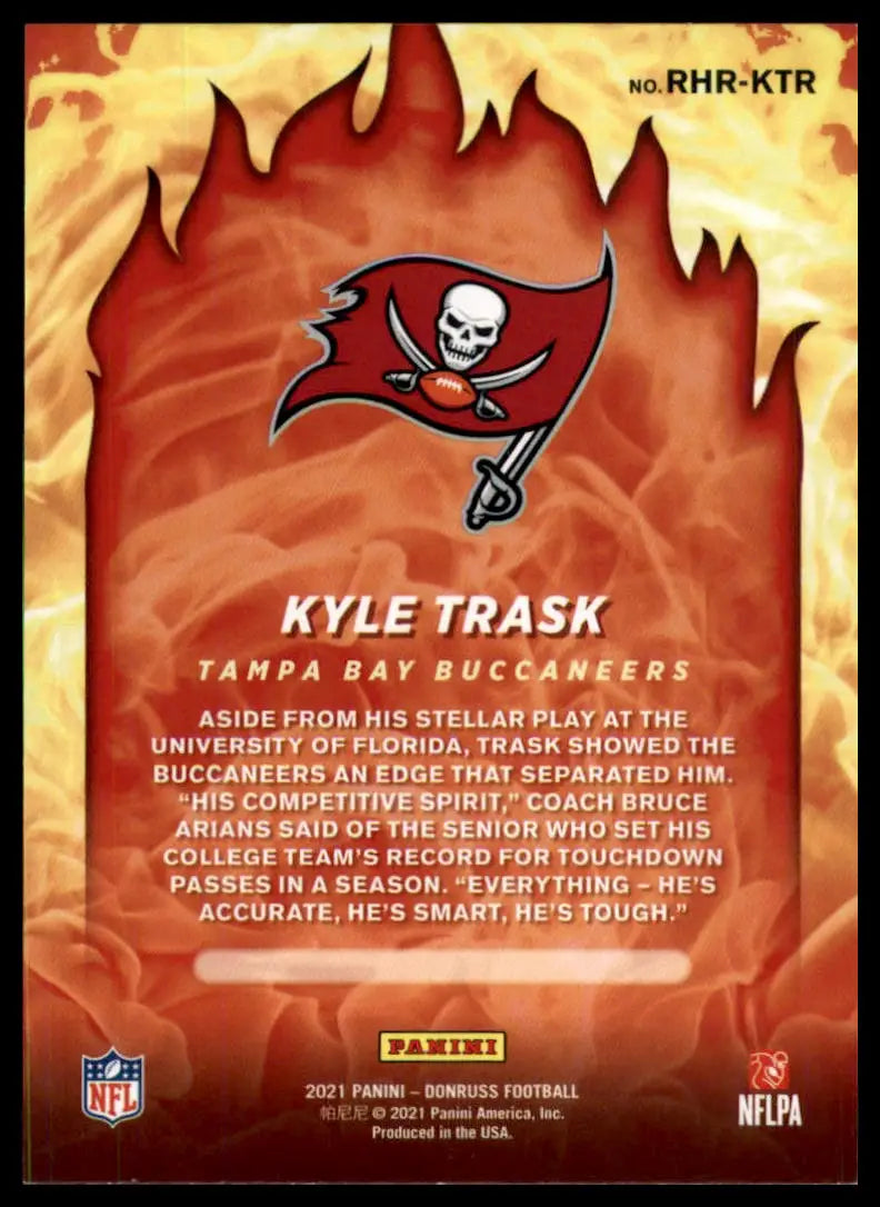 Kyle Trask football card from 2021 Donruss Red Hot Rookies series