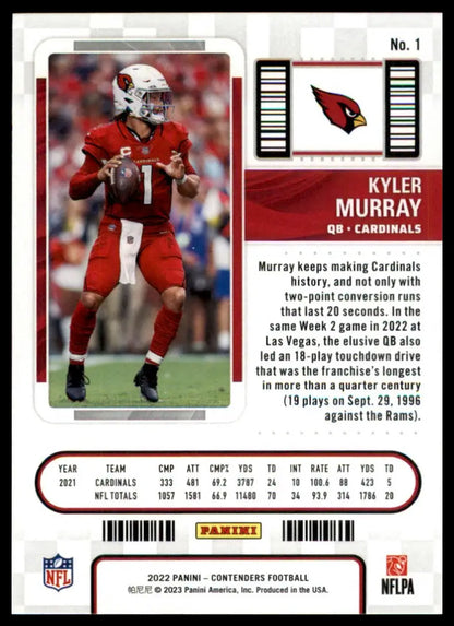 Kyler Murray 2022 Panini Contenders football card Arizona Cardinals collection