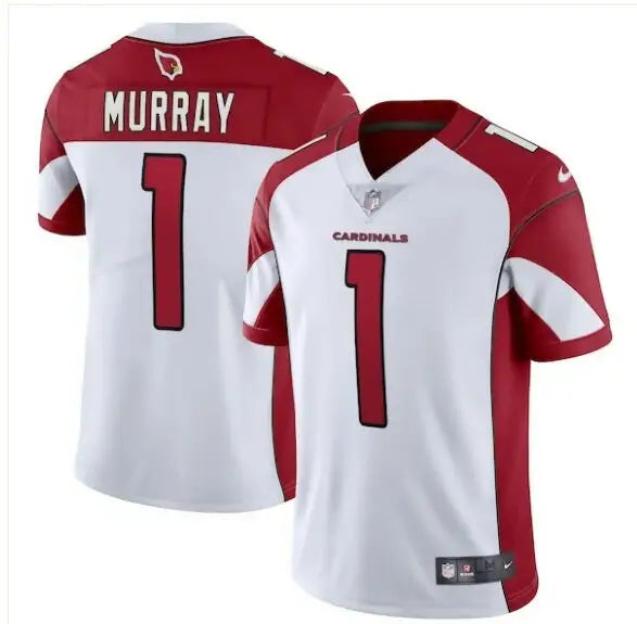 White and red Arizona Cardinals Kyler Murray Nike Vapor Limited Jersey with number 1