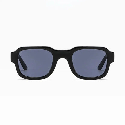 Kyomi Black Eye glasses made in Germany with black thick-framed sunglasses and dark lenses