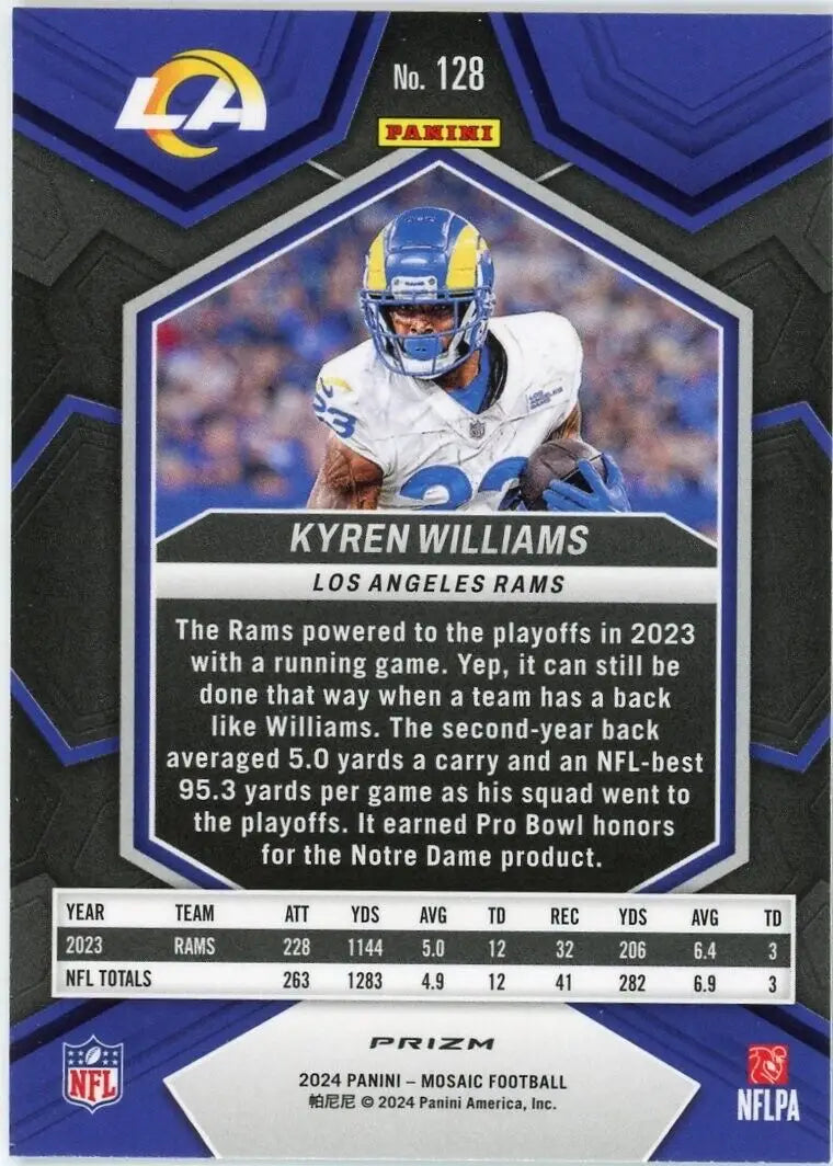 Kyren Williams Football Card from 2024 Panini Mosaic Green Mosaic #128 Los Angeles Rams