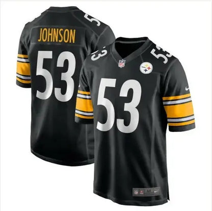 Black Pittsburgh Steelers Kyron Johnson Nike Game Jersey with Johnson and 53 on back