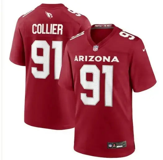Maroon Arizona Cardinals Nike Team Game Jersey worn by L.J. Collier