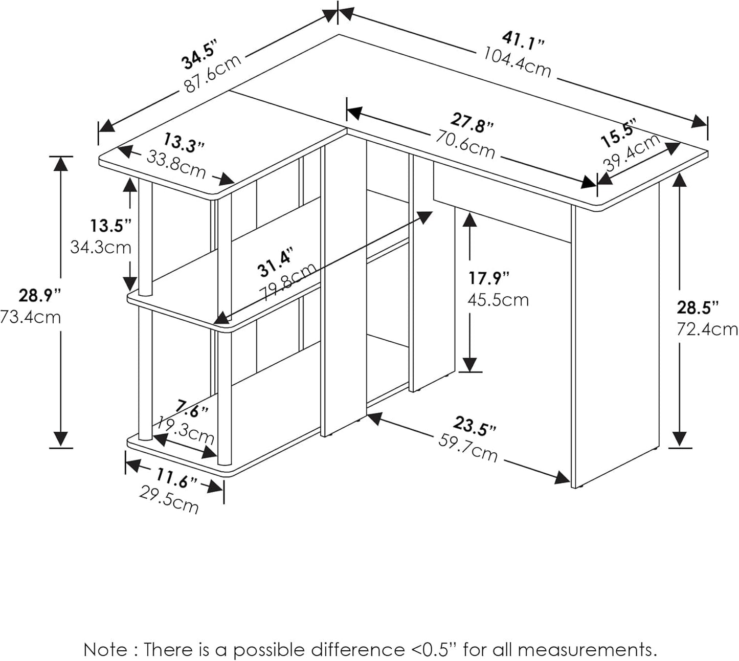 L Shape Desk with Bookshelf for Space Efficiency-2