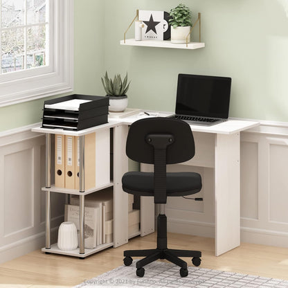 L Shape Desk with Bookshelf for Space Efficiency-1