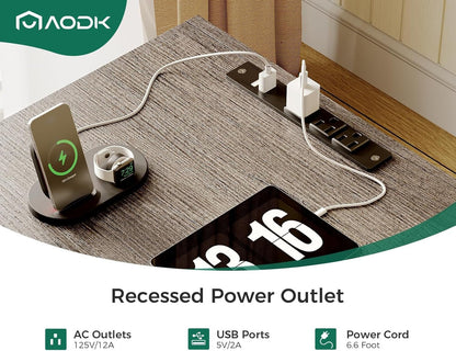 L Shaped Computer Desk with File Cabinet and LED Light-4