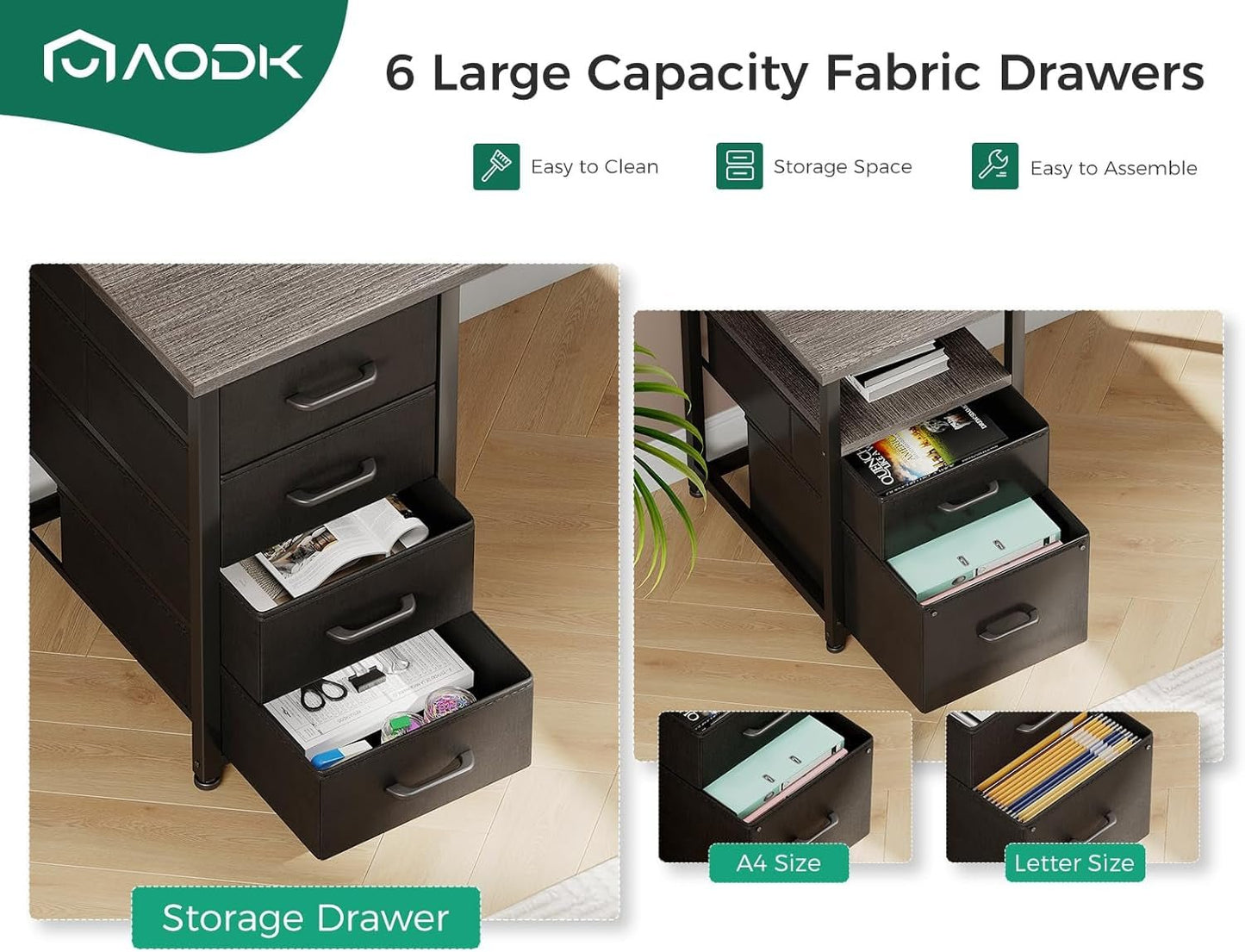 L Shaped Computer Desk with File Cabinet and LED Light-3