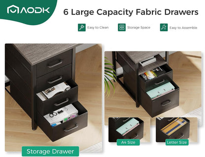 L Shaped Computer Desk with File Cabinet and LED Light-3