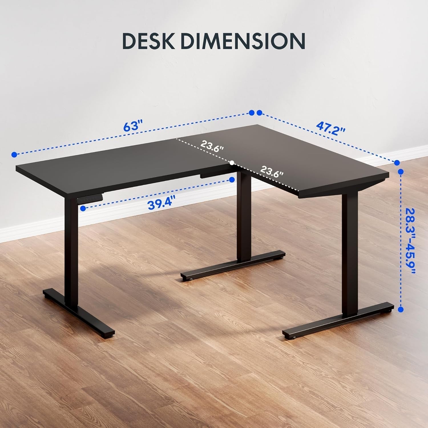 L Shaped Electric Height Adjustable Desk with Drawer-2