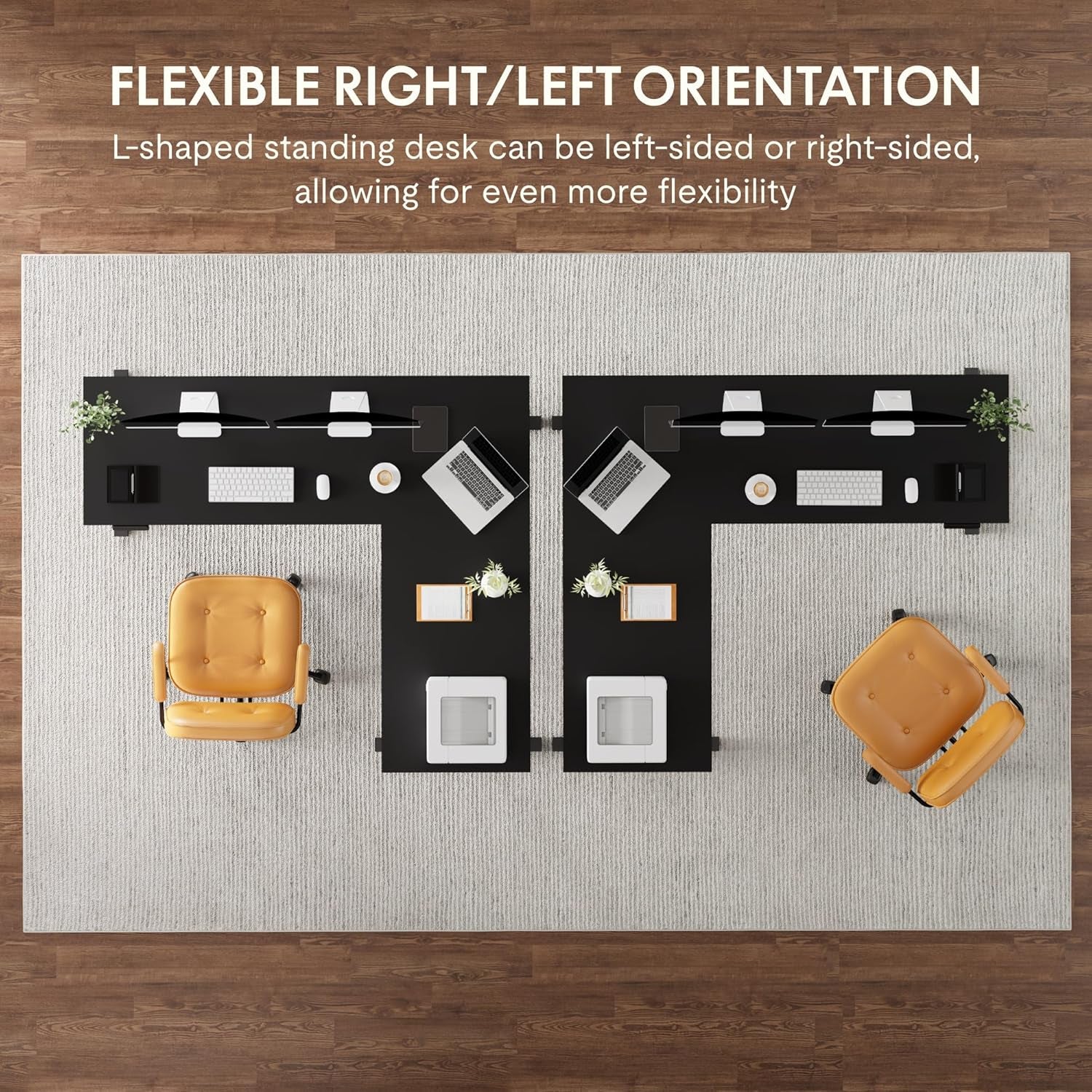 L Shaped Electric Height Adjustable Desk with Drawer-3