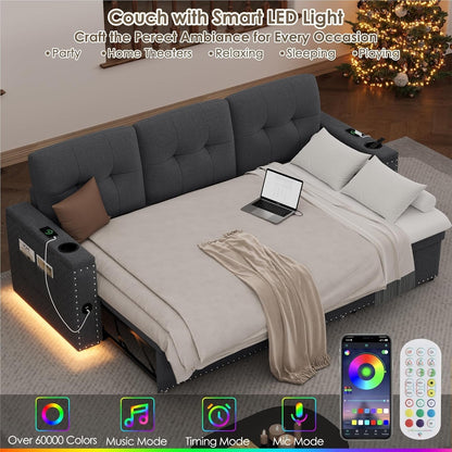 L Shaped Sleeper Sofa Bed with Storage and USB Port-3