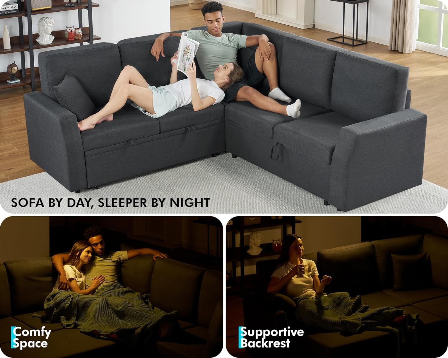 L Shaped Sleeper Sofa Bed with Storage for Comfort-4