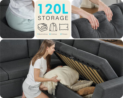L Shaped Sleeper Sofa Bed with Storage for Comfort-3